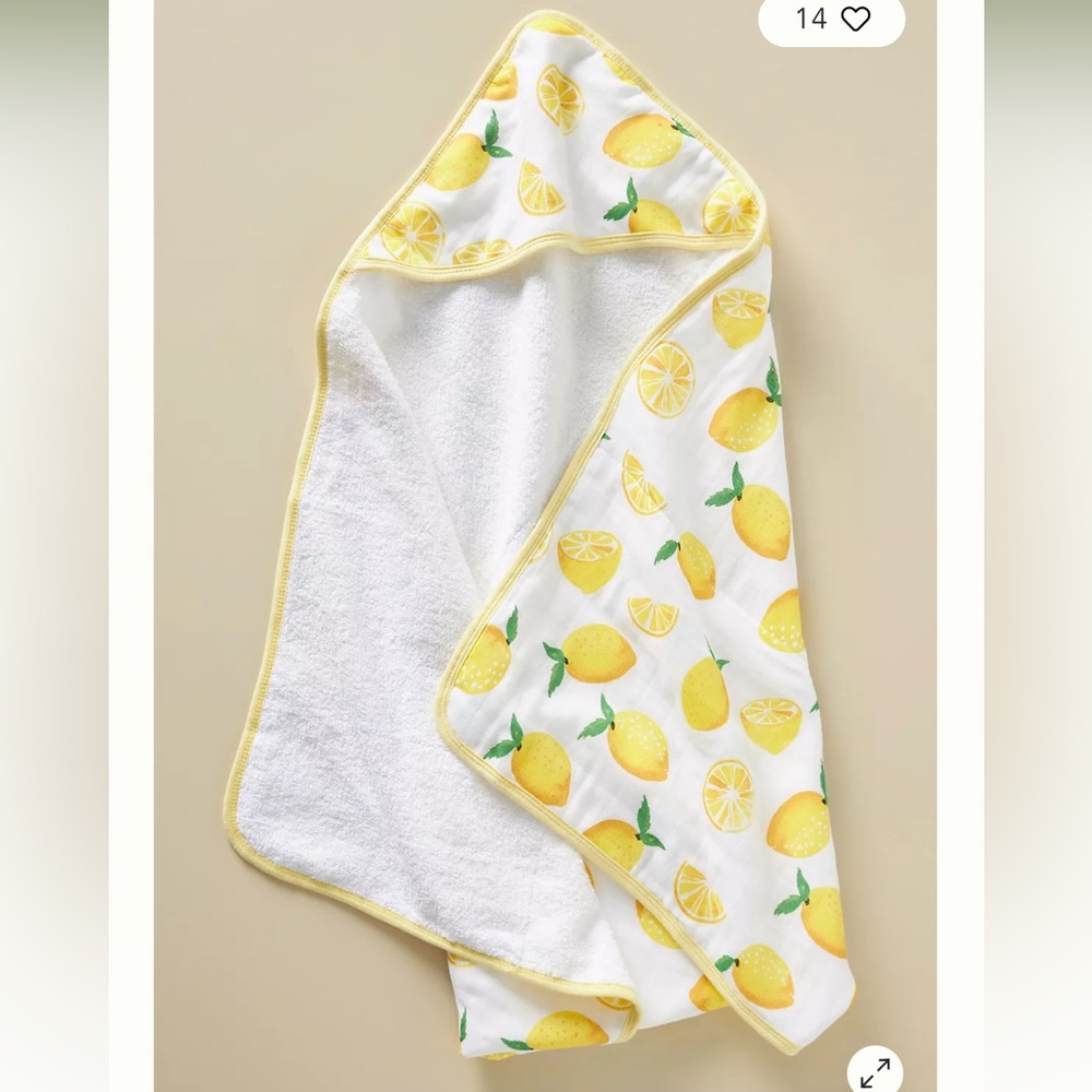 Little Unicorn Lemon print Hooded Bath Towel